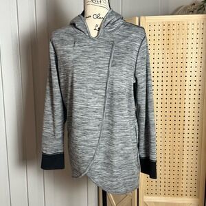 Chicos Zenergy Heathered Gray Asymmetrical Zip Hoodie Jacket Size 1